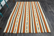 1960'lardan Anadolu kökenli çizgili el dokuma vintage kilim, 158x215 cm