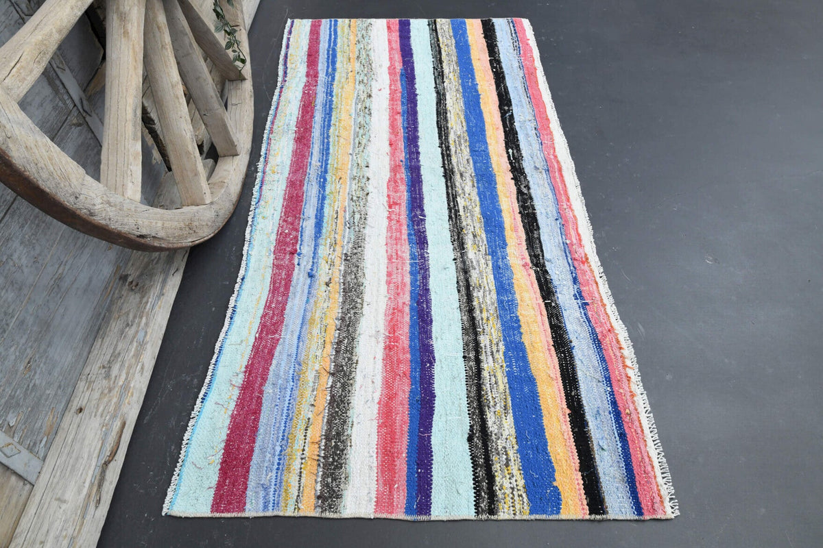 1960'lardan Anadolu kökenli oryantal desenli el dokuma vintage kilim, 86x175 cm