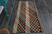 1960'lardan Anadolu kökenli oryantal desenli el dokuma vintage kilim, 81x172 cm