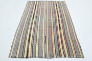 1960'lardan Anadolu kökenli çizgili el dokuma vintage kilim, 143x221 cm