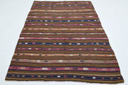 1960'lardan Anadolu kökenli çizgili el dokuma vintage kilim, 167x229 cm