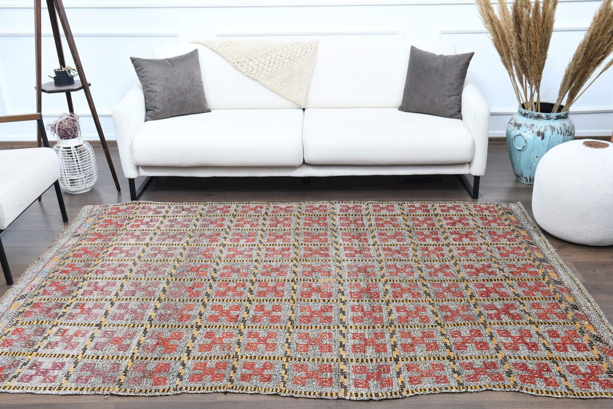 4,19 m² el dokuma vintage kilim – Anadolu, 1960'lar