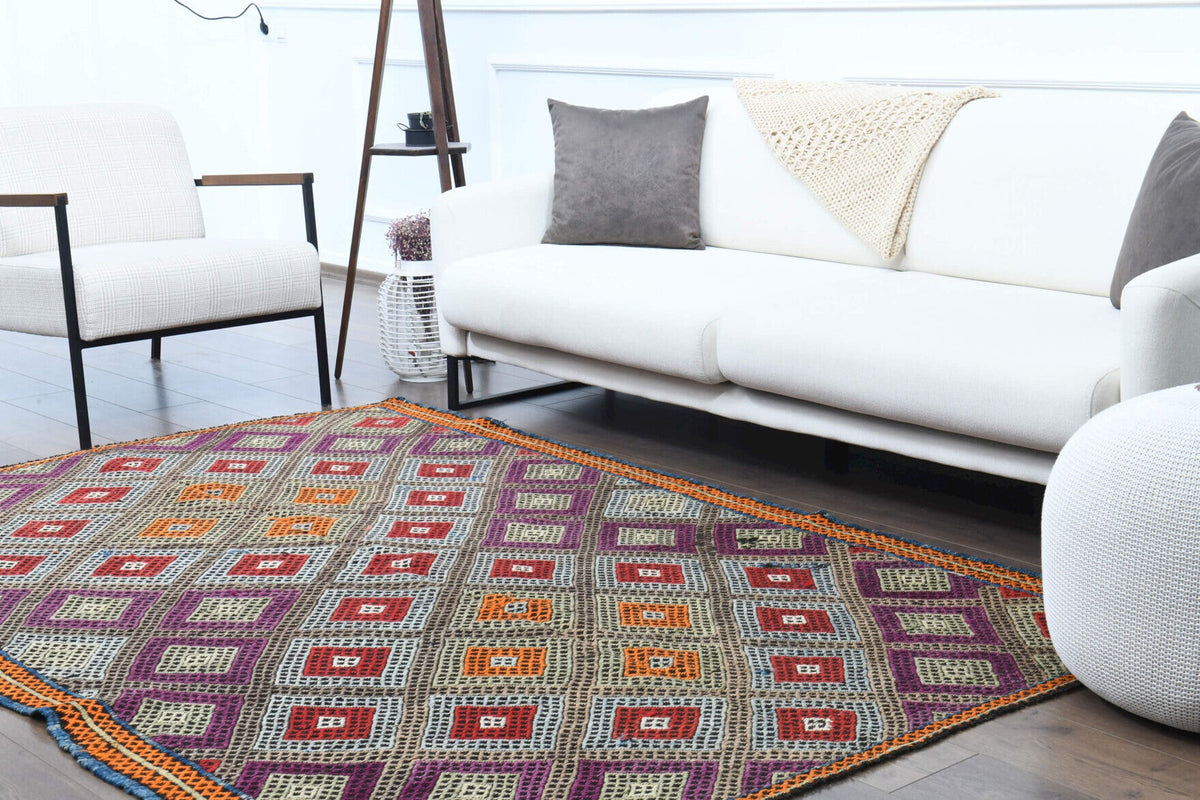 Handmade Vintage Colorful Area Rug