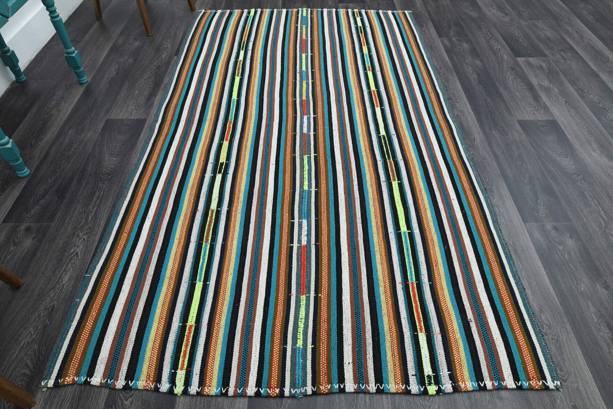 1960'lardan Anadolu kökenli çizgili el dokuma vintage kilim, 149x249 cm