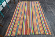 El yapımı vintage halı 165x246 cm çizgili desenli yün - detay görünümü