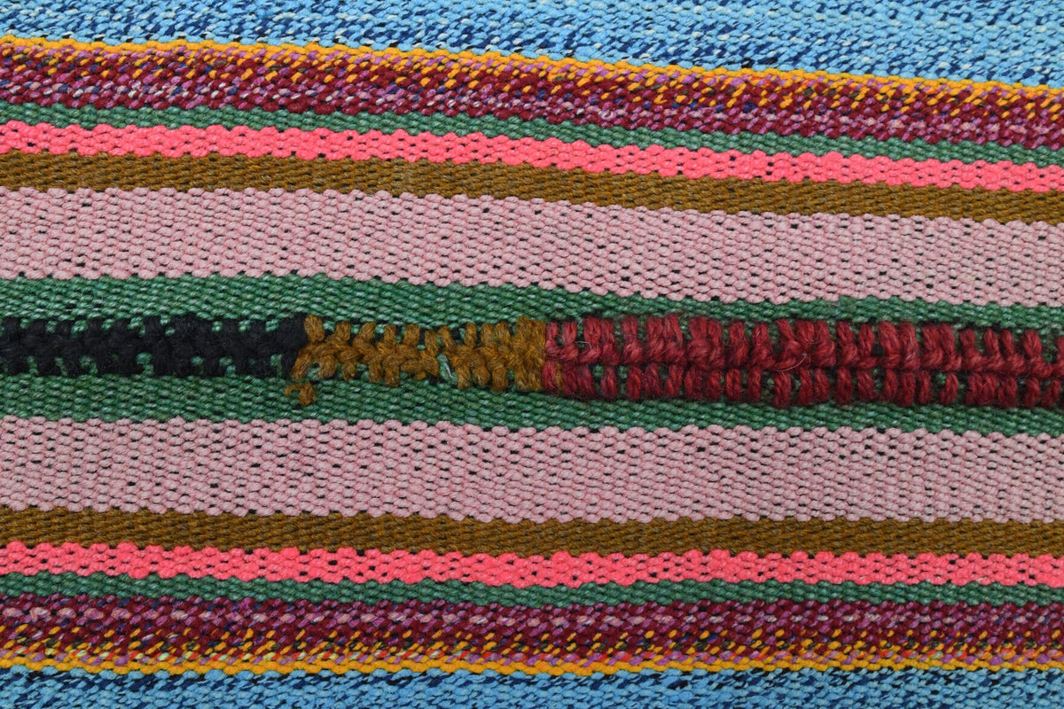 El yapımı vintage halı 157x239 cm çizgili desenli yün - desen detayı