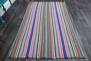 El yapımı vintage halı 157x246 cm çizgili desenli yün - detay görünümü