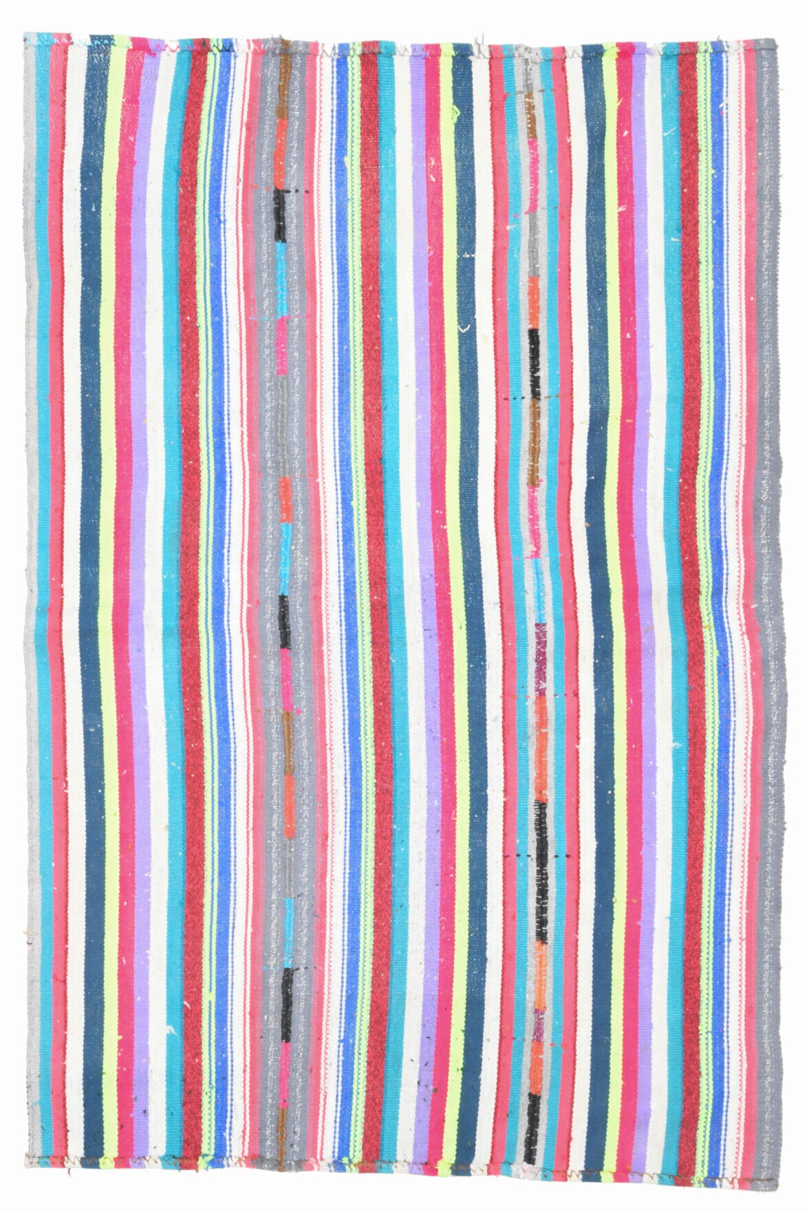 El yapımı vintage halı 137x208 cm çizgili desenli yün - açık alan görünümü