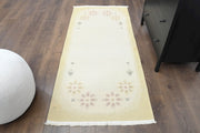 1960'lardan Anadolu kökenli düz zeminli el dokuma vintage kilim, 84x185 cm