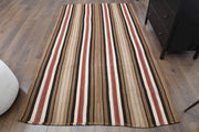 1960'lardan Anadolu kökenli çizgili el dokuma vintage kilim, 135x242 cm