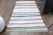 1960'lardan Anadolu kökenli çizgili el dokuma vintage kilim, 135x245 cm
