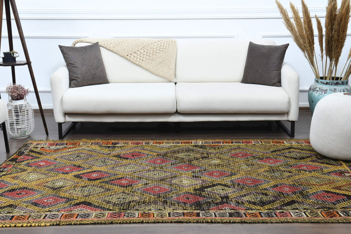 Handmade Vintage Area Kilim Rug