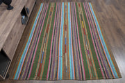 El yapımı vintage halı 165x241 cm çizgili desenli yün - detay görünümü