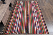 1960'lardan Anadolu kökenli çizgili el dokuma vintage kilim, 148x240 cm