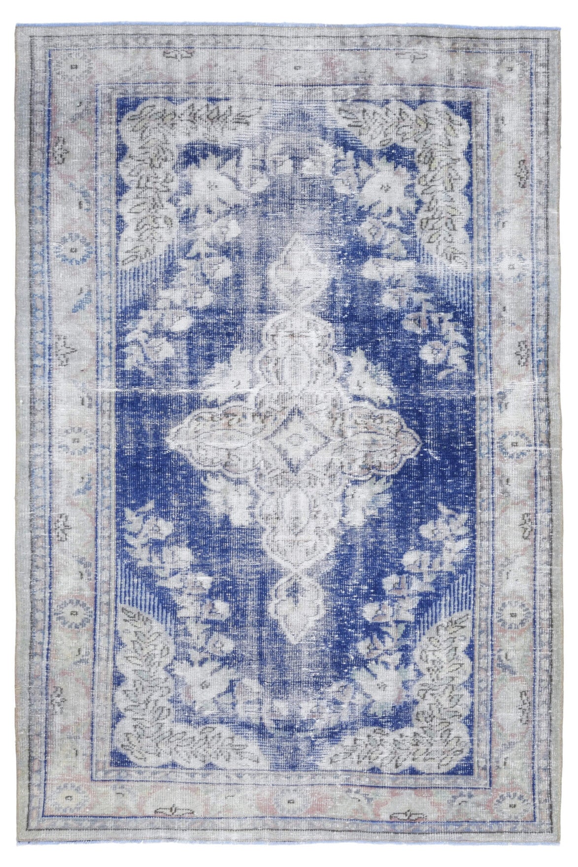 El yapımı vintage halı 157x241 cm oryantal desenli yün - detay görünümü