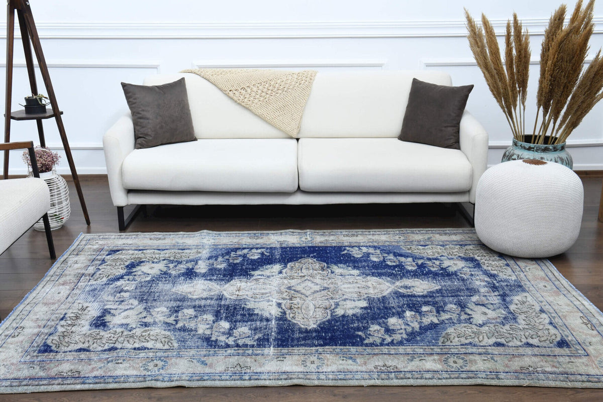 El yapımı vintage halı 157x241 cm oryantal desenli yün