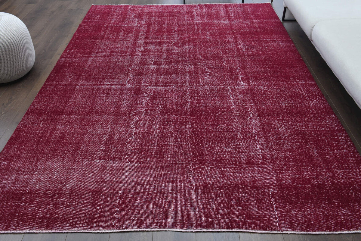 El yapımı vintage halı 183x274 cm düz desenli yün - detay görünümü