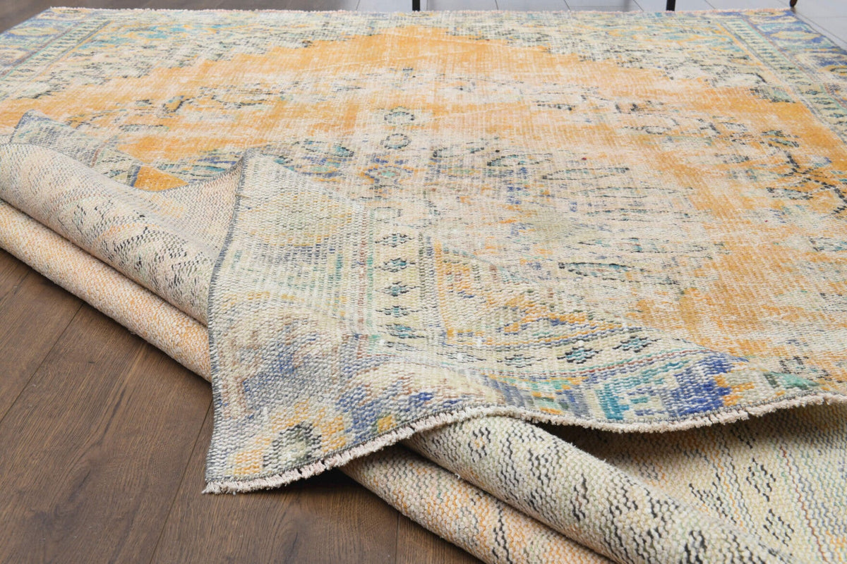 El yapımı vintage halı 183x274 cm oryantal desenli yün