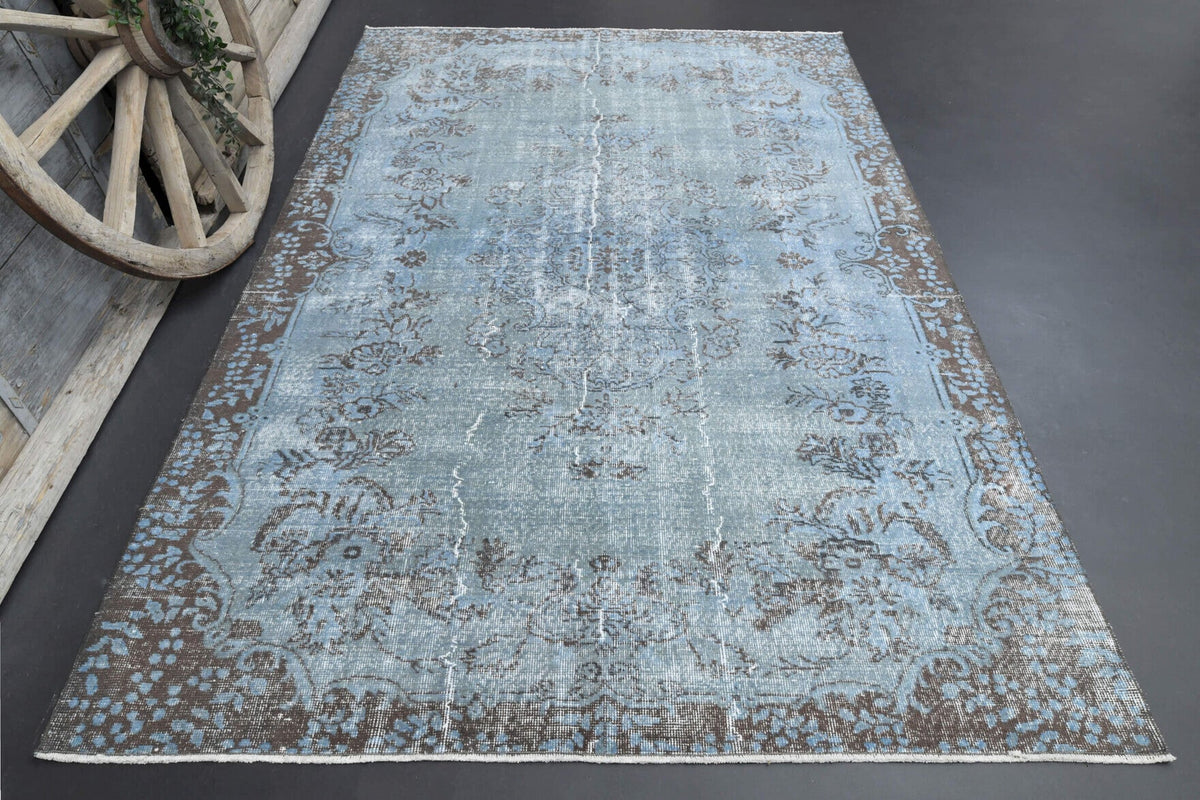 El yapımı vintage halı 183x274 cm oryantal desenli yün - detay görünümü