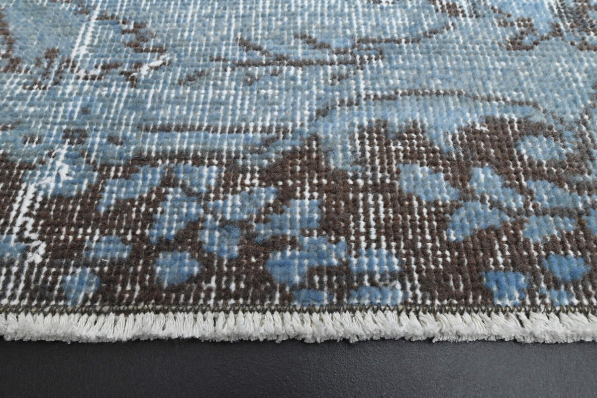 El yapımı vintage halı 183x274 cm oryantal desenli yün - yakın çekim doku detayı
