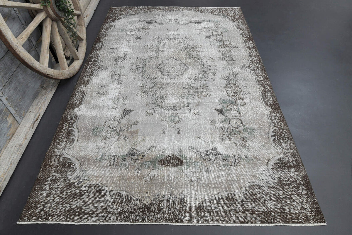 El yapımı vintage halı 180x290 cm oryantal desenli yün - detay görünümü