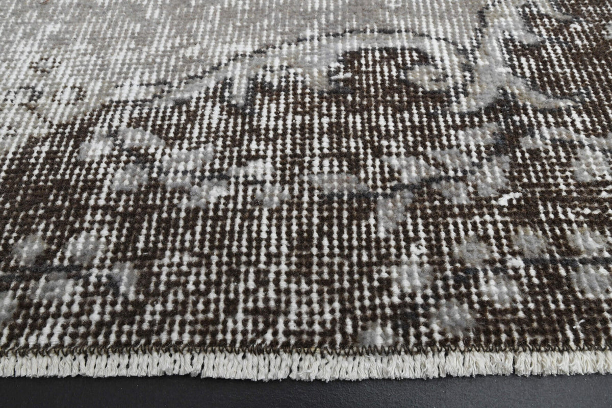 El yapımı vintage halı 180x290 cm oryantal desenli yün - yakın çekim doku detayı
