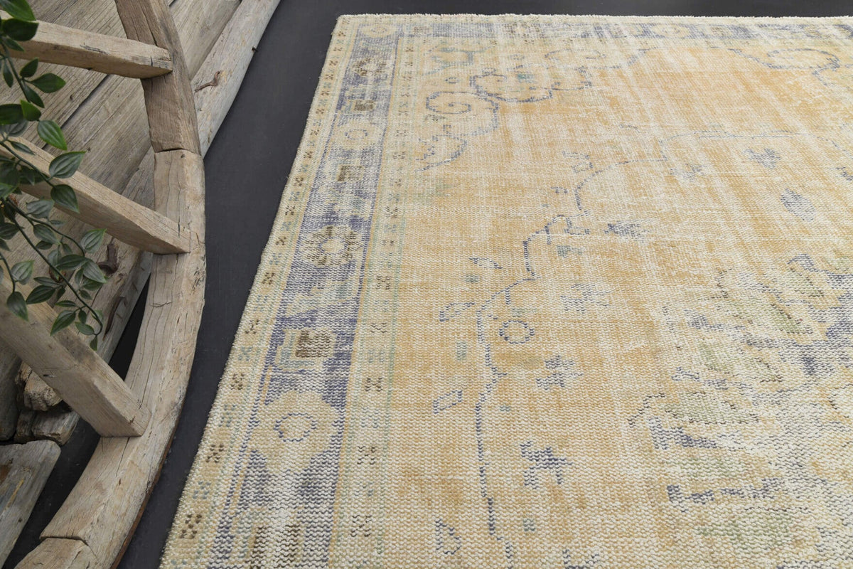 El dokuma vintage halı 209x317 cm, 5 mm hav, yün