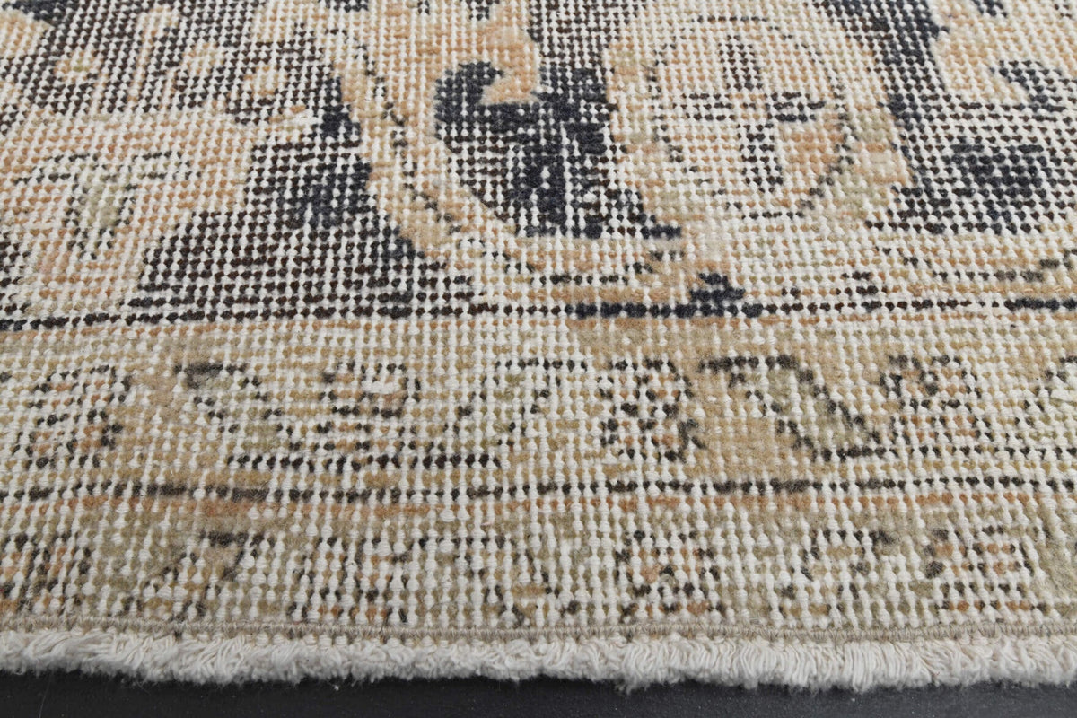 El yapımı vintage halı 183x335 cm oryantal desenli yün - detay görünümü