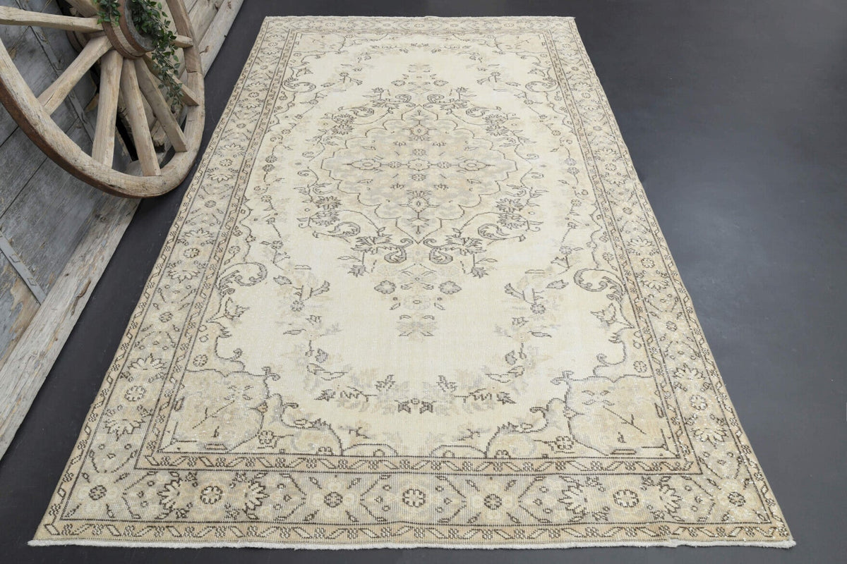 El yapımı vintage halı 183x305 cm oryantal desenli yün - detay görünümü