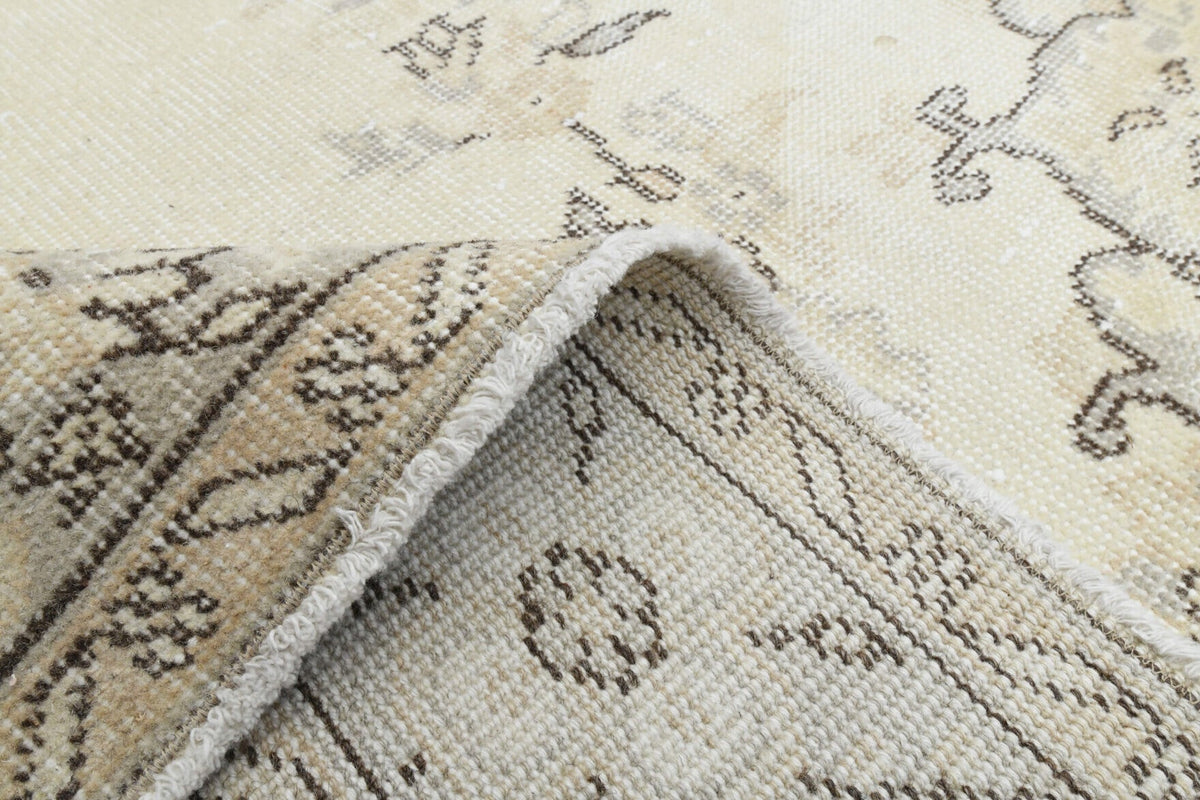 El yapımı vintage halı 183x305 cm oryantal desenli yün - kenar ve saçak detayı