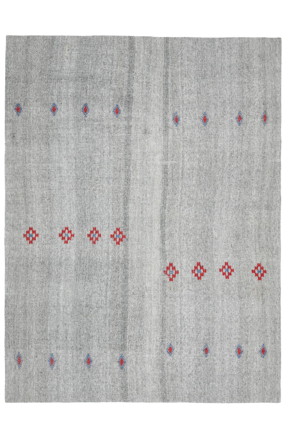 213x286 cm gri puantiyeli el dokuma vintage kilim – üstten tam görünüm