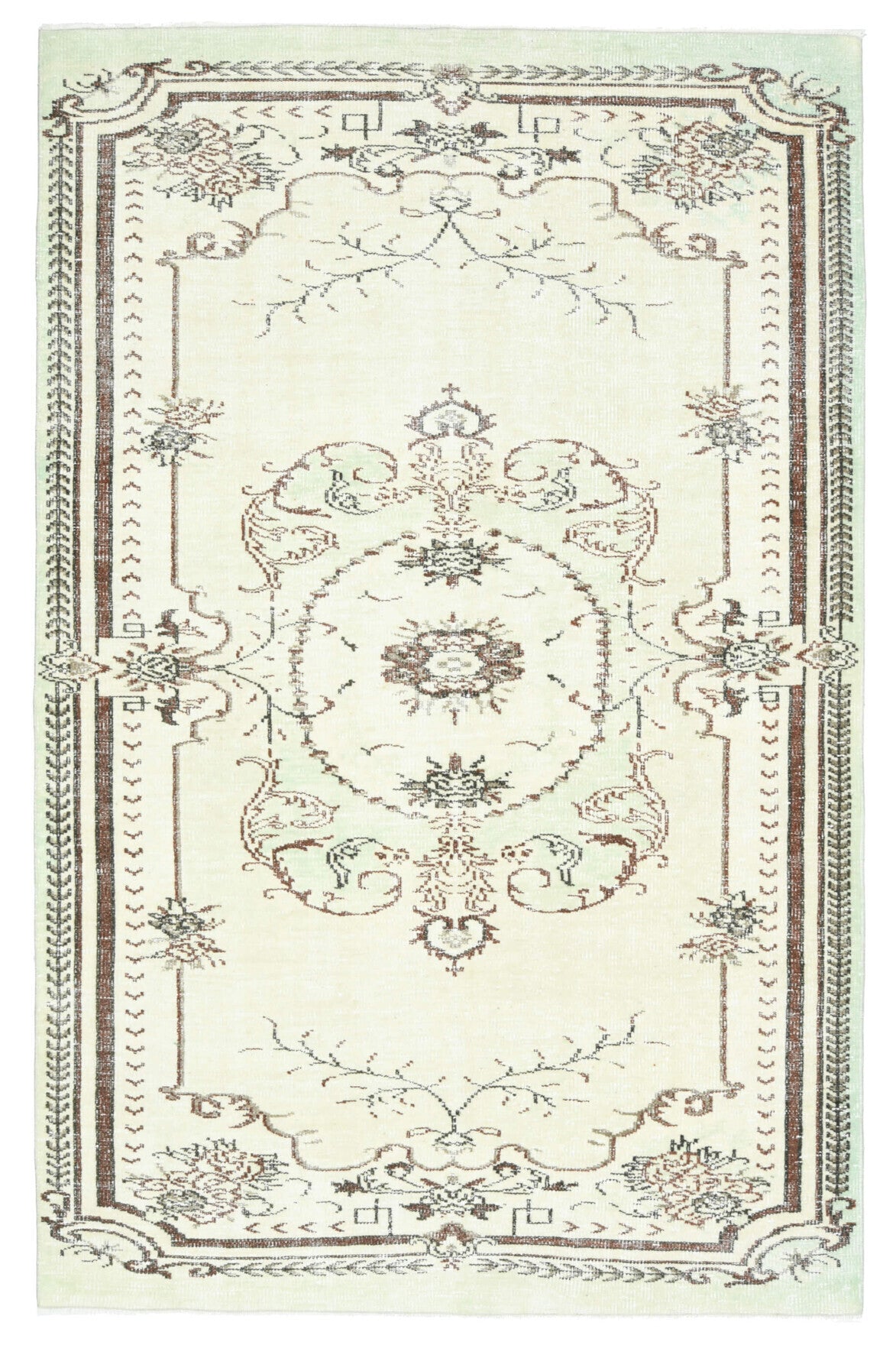 El yapımı vintage halı 170x272 cm oryantal desenli yün - detay görünümü