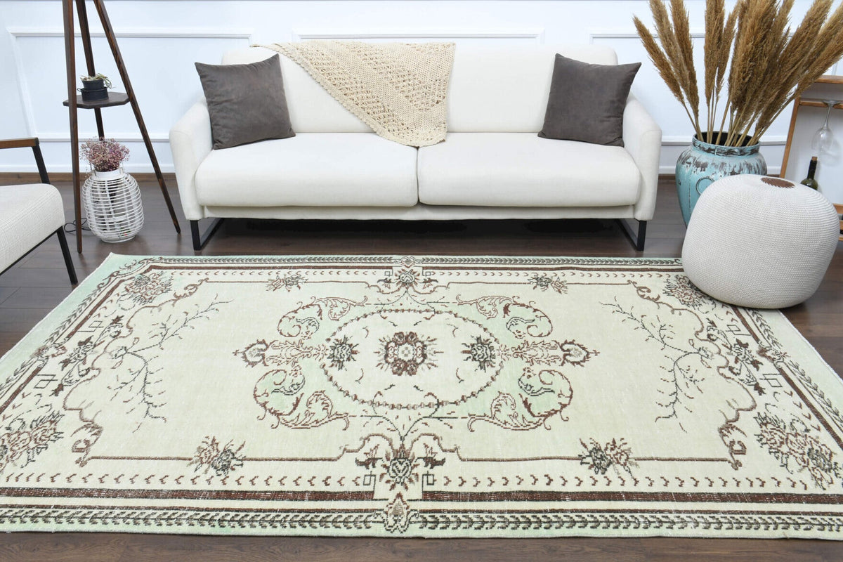 El yapımı vintage halı 170x272 cm oryantal desenli yün