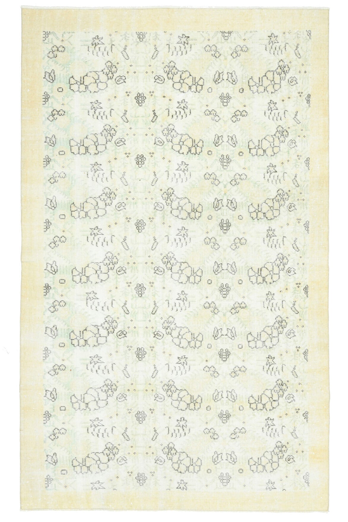 El yapımı vintage halı 170x279 cm oryantal desenli yün - detay görünümü