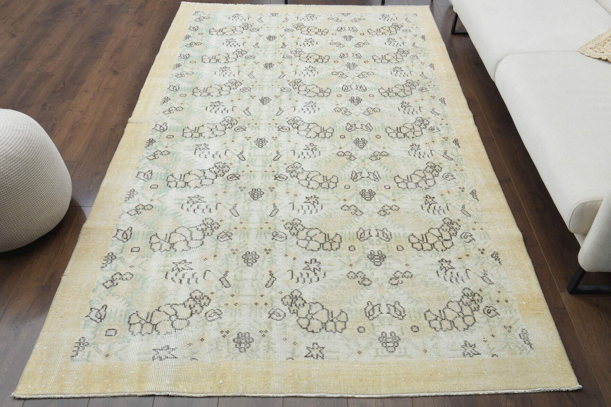 El yapımı vintage halı 170x279 cm oryantal desenli yün - detay görünümü
