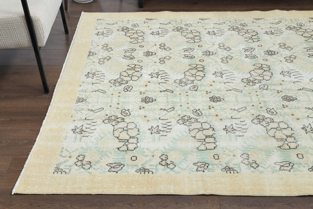El yapımı vintage halı 170x279 cm oryantal desenli yün - mekan görünümü