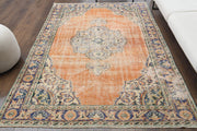 El yapımı vintage halı 152x244 cm oryantal desenli yün - detay görünümü
