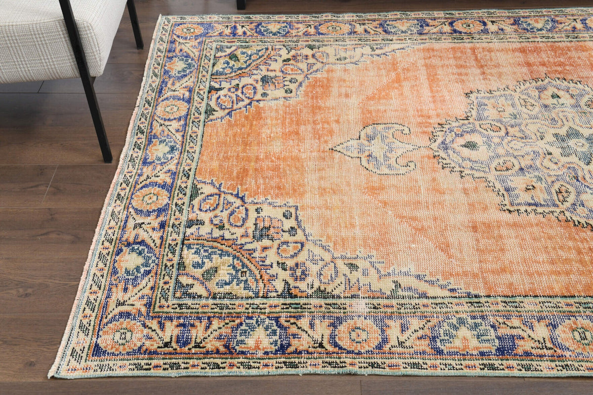 El yapımı vintage halı 152x244 cm oryantal desenli yün - desen detayı