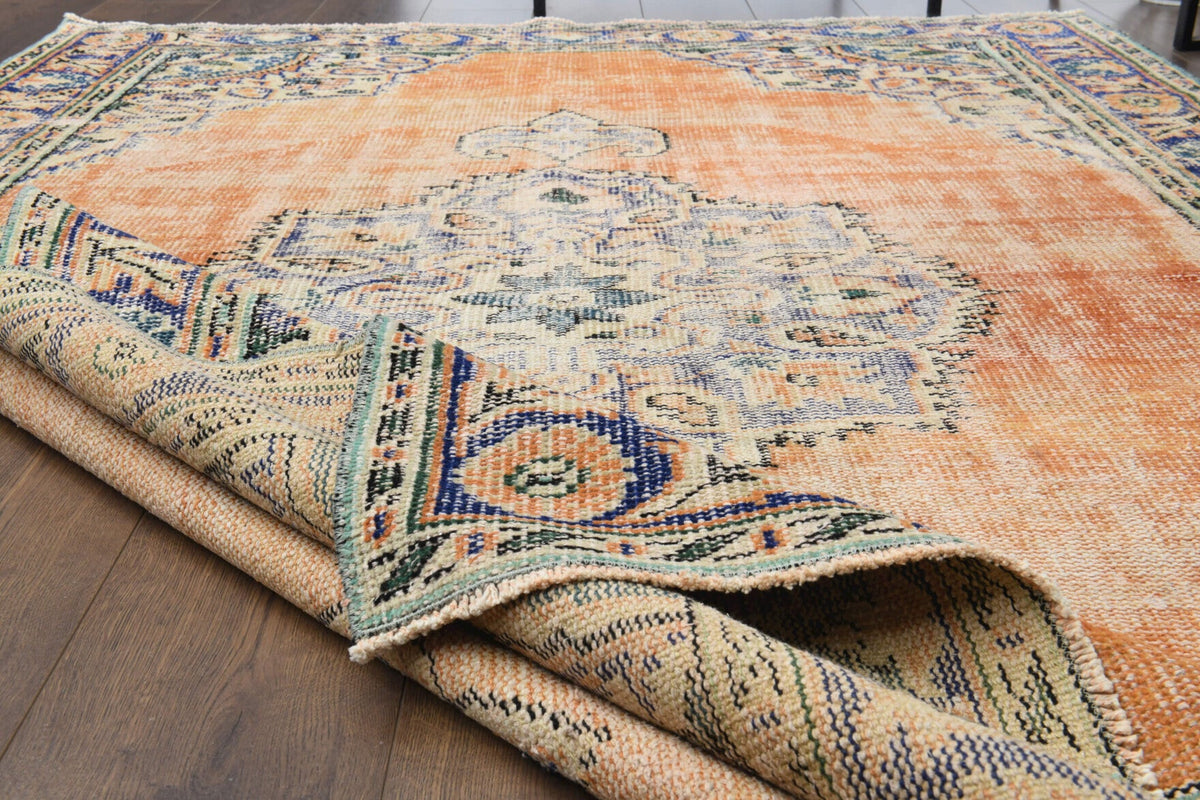 El yapımı vintage halı 152x244 cm oryantal desenli yün - farklı açıdan görünüm