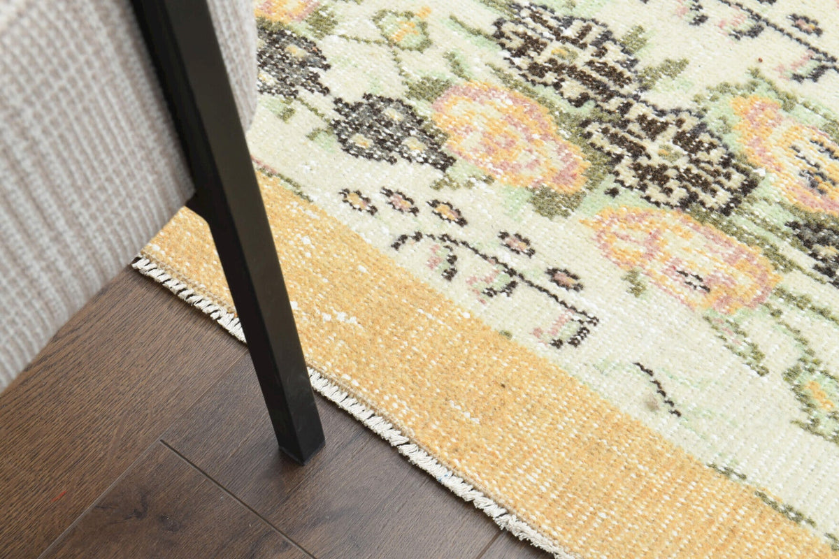 Salon için oryantal desenli el dokuma vintage halı – 162x265 cm