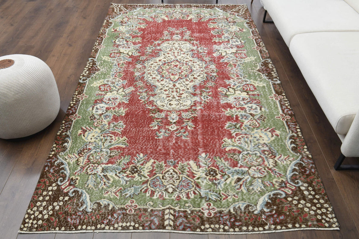 1970'lerden Anadolu kökenli oryantal desenli el dokuma vintage halı, 164x287 cm