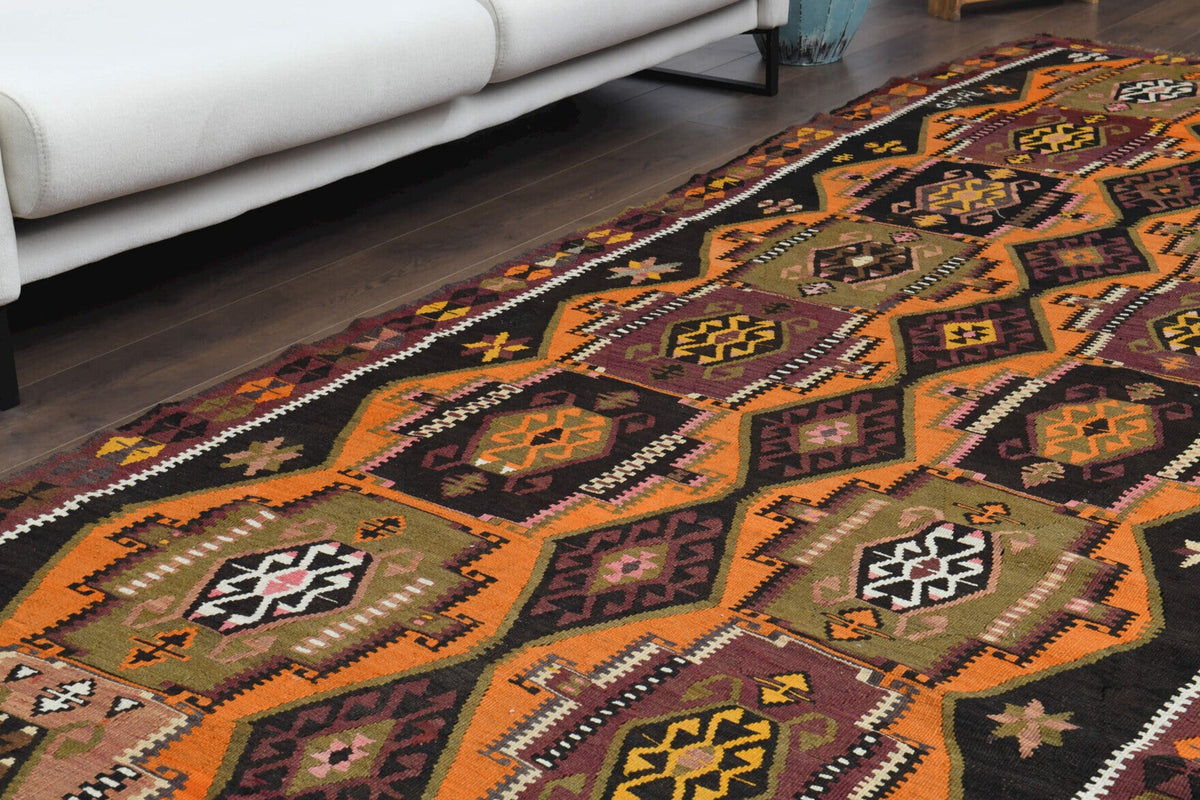 Vintage kilim yolluk 148x372 cm, 2 mm hav, %100 yün