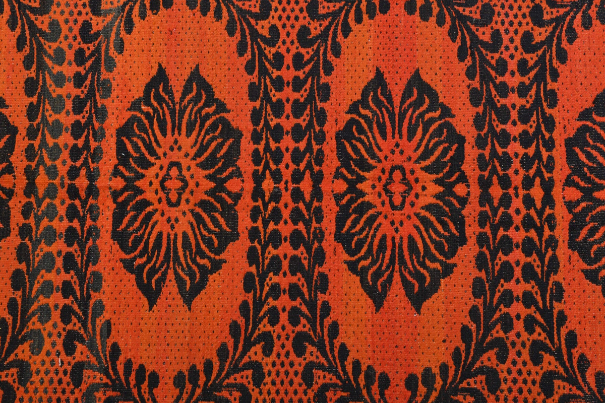 Vintage halı 186x272 cm – kırmızı, turuncu ve kahverengi oryantal desenli, el dokuma