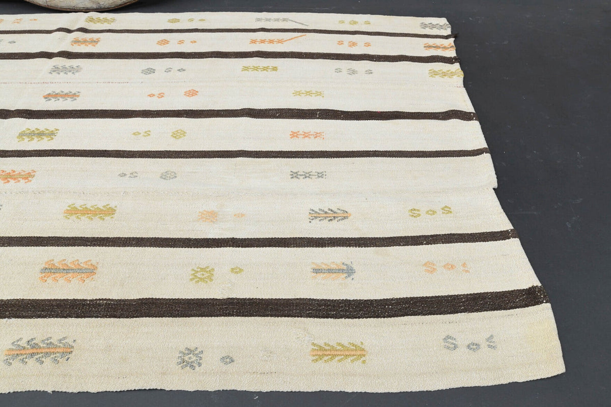 Salon için çizgili el dokuma vintage kilim – 146x274 cm