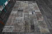 1980'lerden Anadolu kökenli çiçek desenli patchwork vintage halı, 190x305 cm