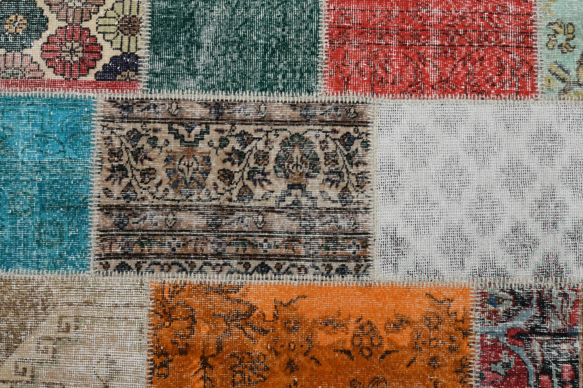 Salon için düz zeminli patchwork vintage halı – 202x298 cm