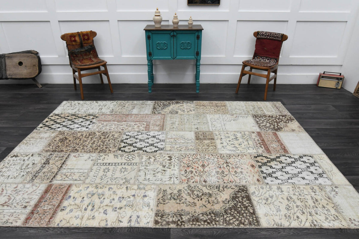 Tek parça patchwork vintage halı 200x298 cm (5,96 m²) – Pera Halı
