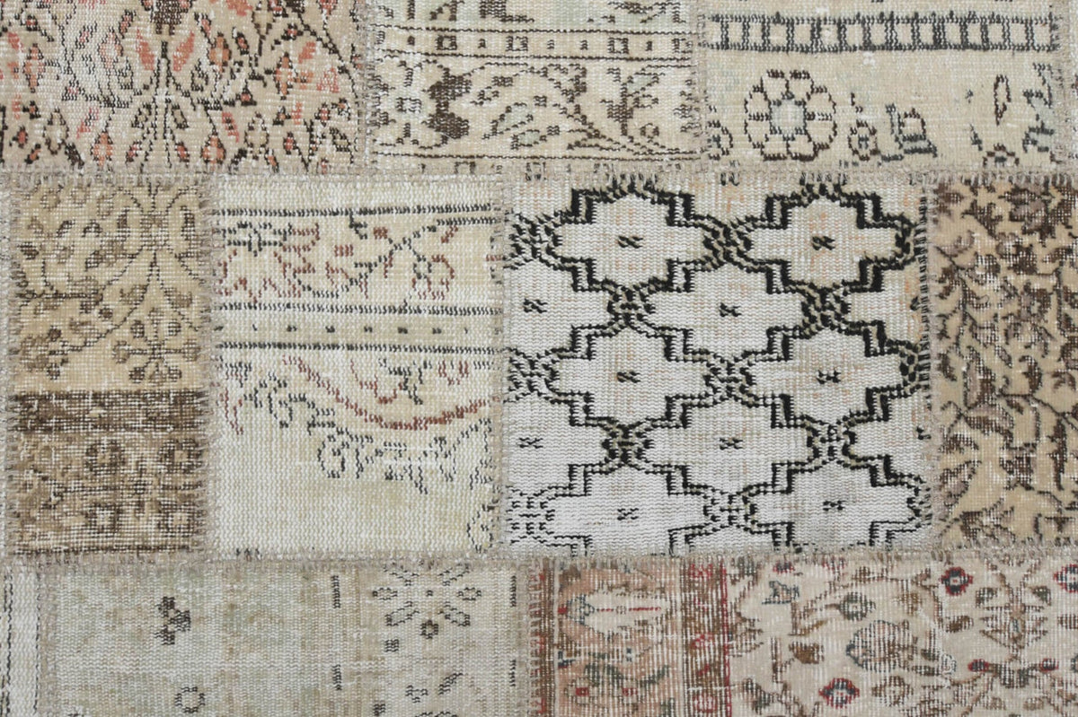 Salon için oryantal desenli patchwork vintage halı – 200x298 cm