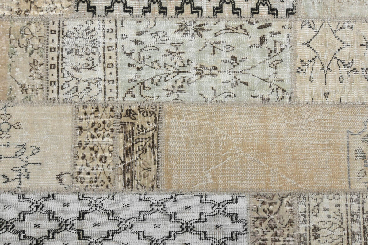 Salon için oryantal desenli patchwork vintage halı – 202x301 cm