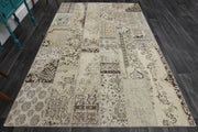 1960'lardan Anadolu kökenli oryantal desenli patchwork vintage halı, 203x298 cm